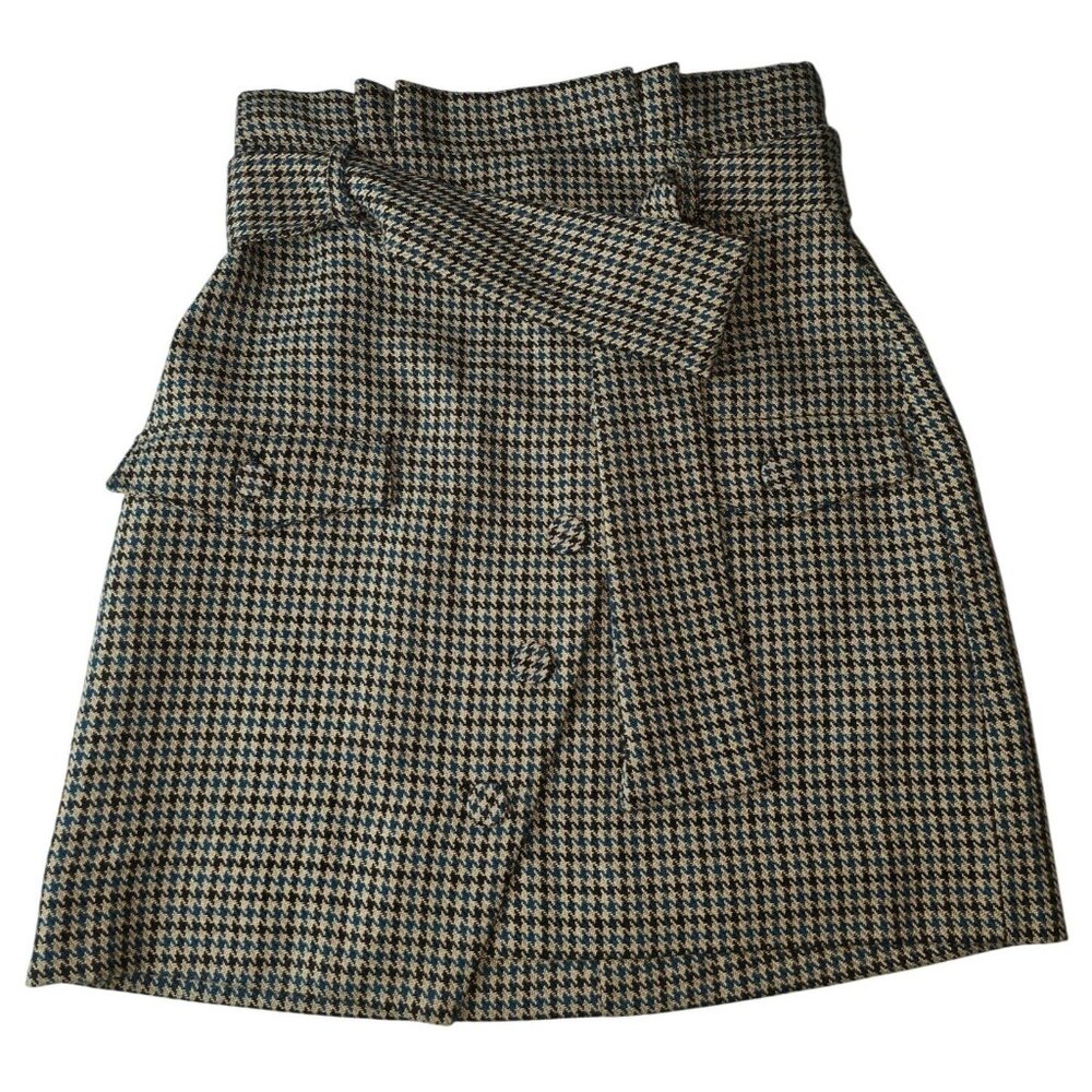 NWT Lovers + Friends Houndstooth High-Waist Mateo Mini Skirt S Academia Preppy